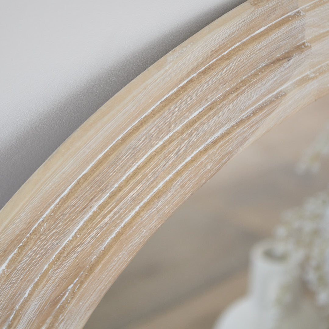 Kubu 70cm Wooden Round Mirror - Whitewash - Laura James