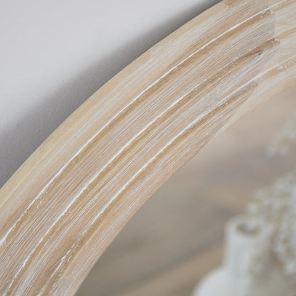 Kubu 70cm Wooden Round Mirror - Whitewash - Laura James