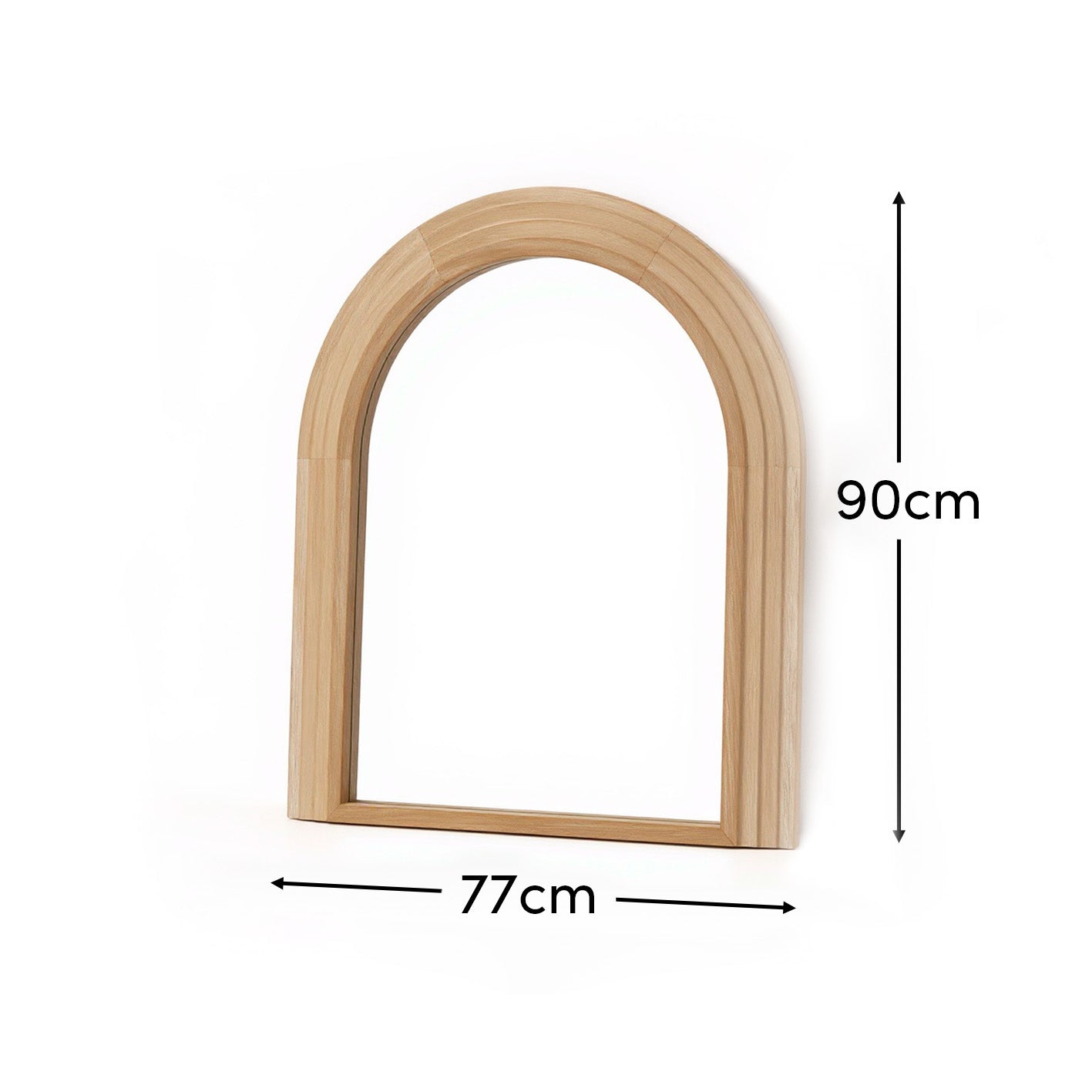 Kubu 90 x 77cm Wooden Arch Mirror - Whitewash - Laura James