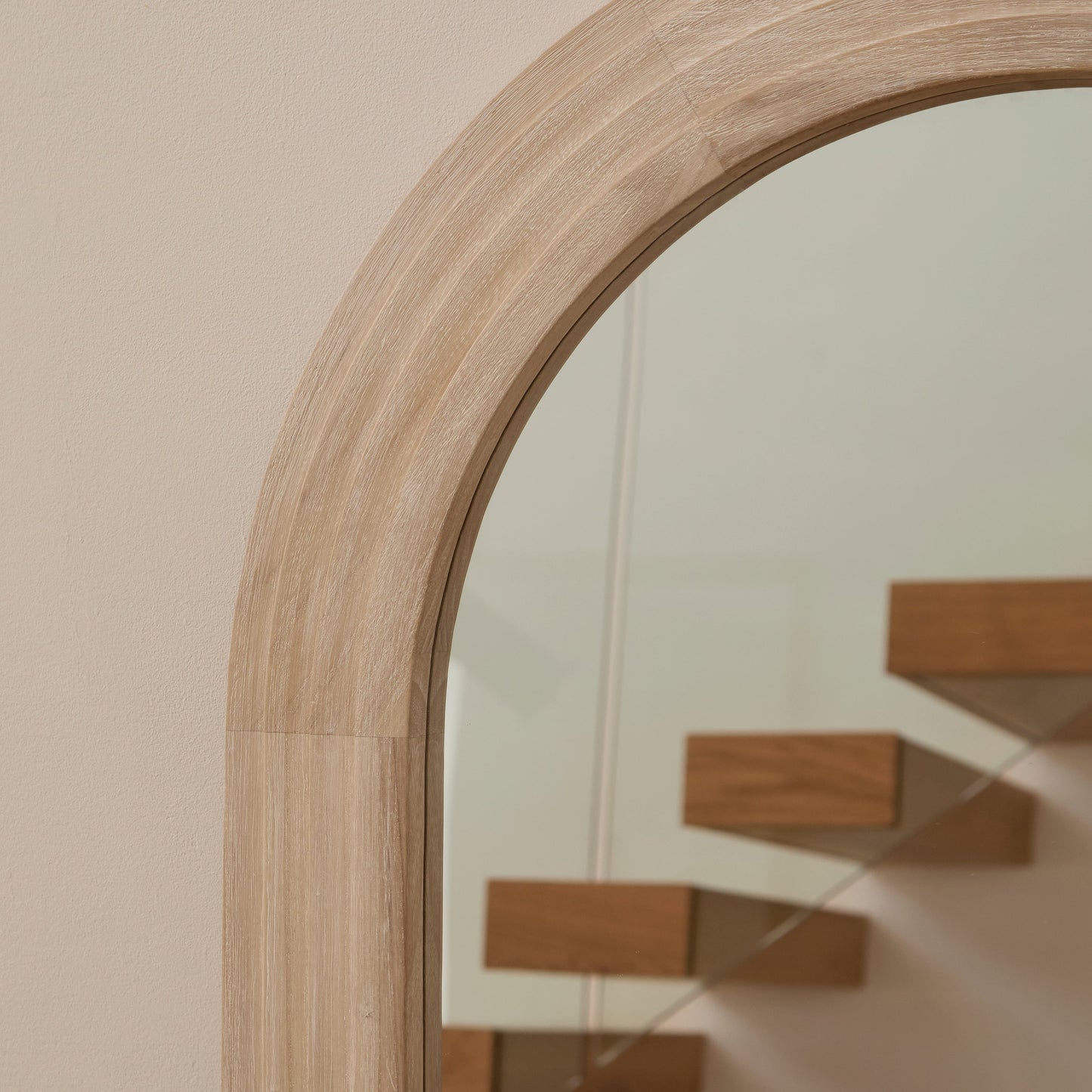 Kubu 90 x 77cm Wooden Arch Mirror - Whitewash - Laura James