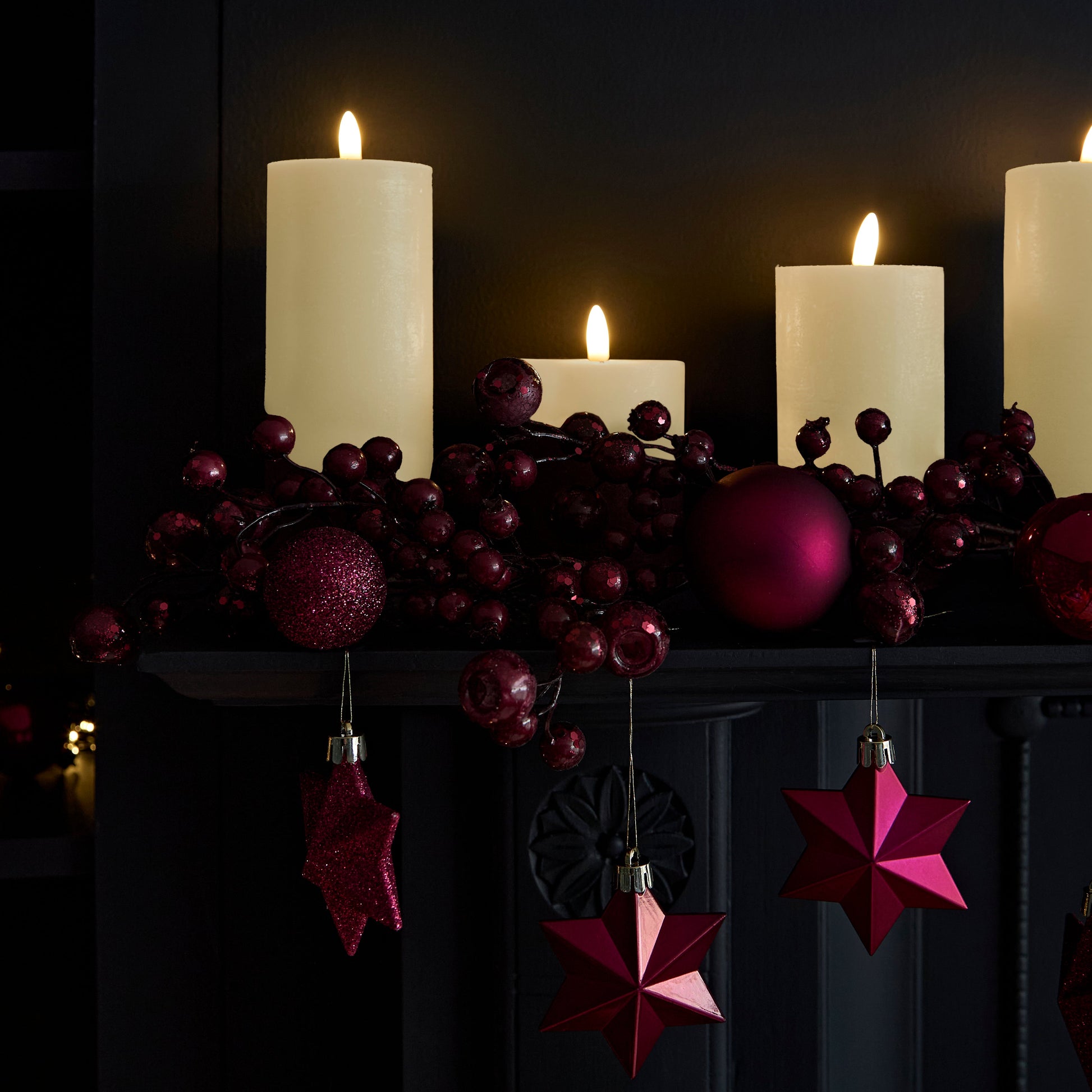 Samsta Battery Pillar Candles - Set of 3 - Warm White - Laura James 