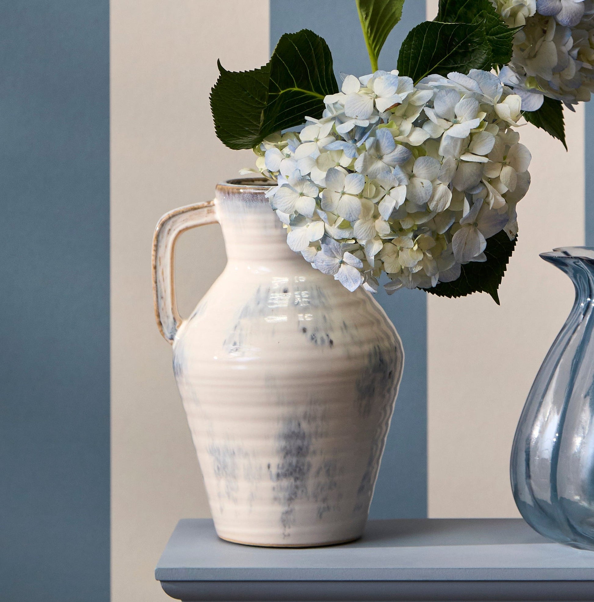 Sintra Ceramic 24.5cm Vase with Handle - Cornflower Reactive Glaze - Laura James