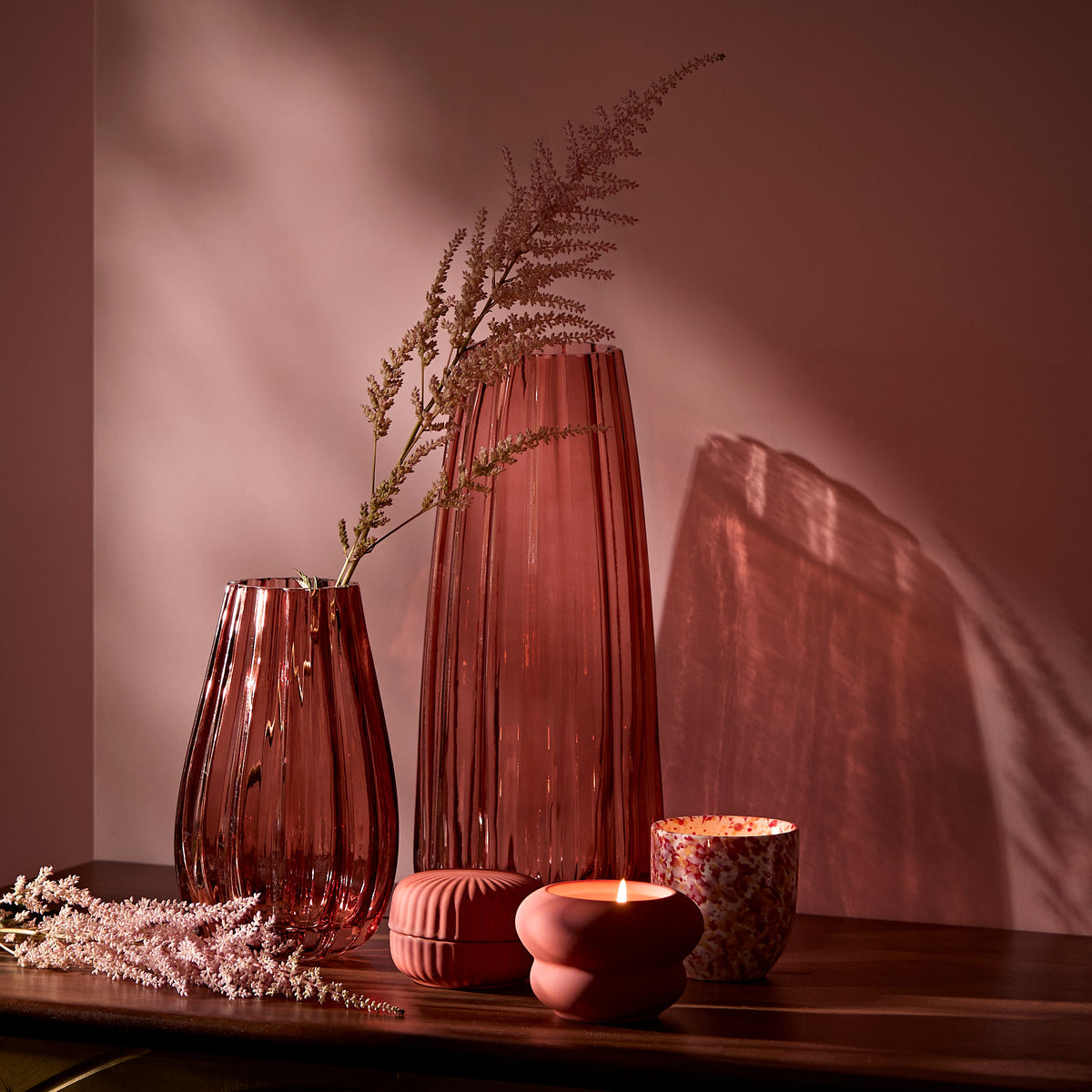 Veneto 20cm Glass Vase - Cerise