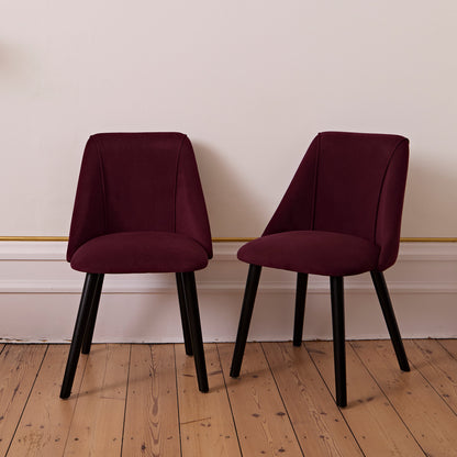 Freya Burgundy Red Dining Chair - Set of 2 - Black Oak Legs - Laura James
