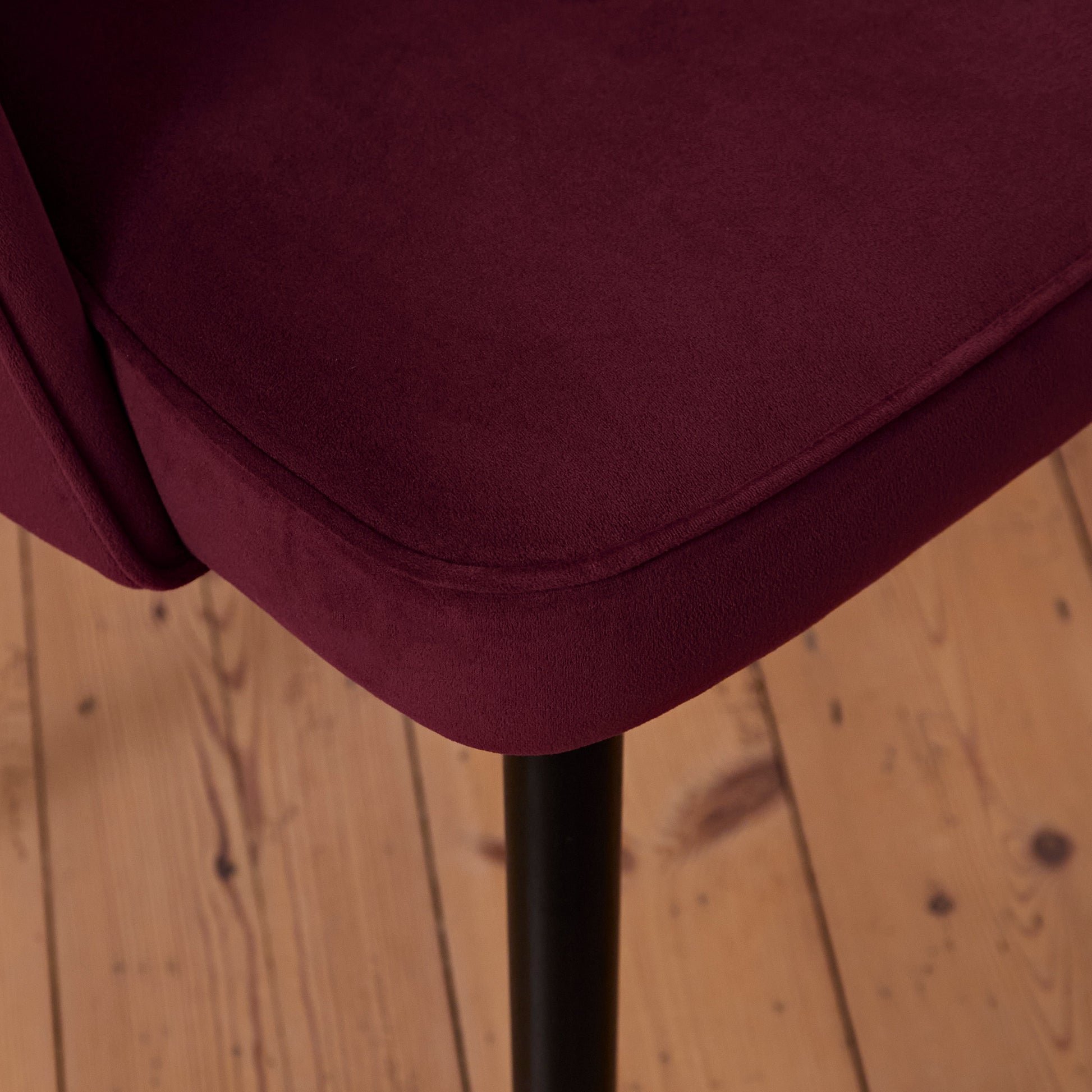 Marilyn Dining Chair - Set of 2 - Burgundy Red - Black Oak Legs - Laura James