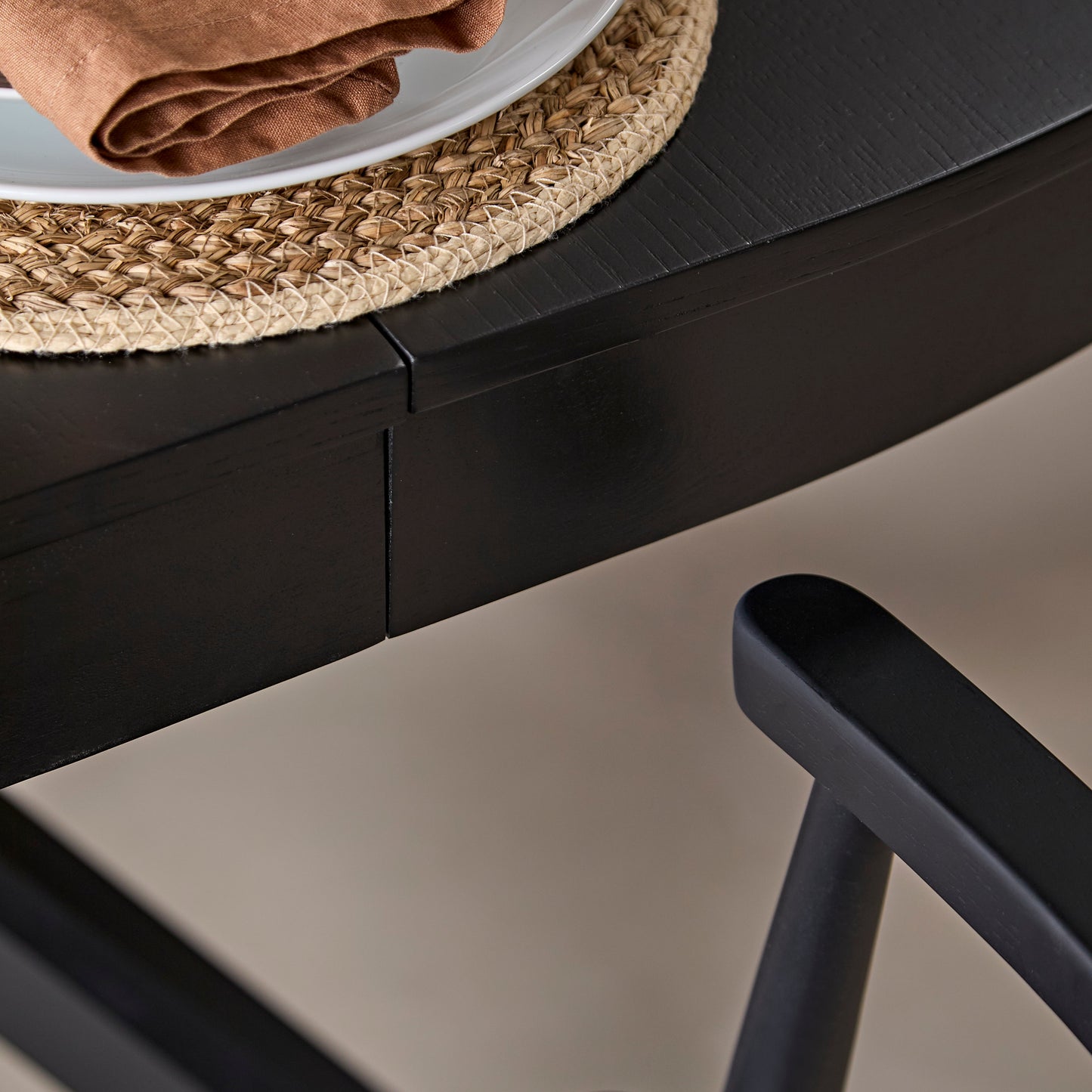 Amelia Black Oak Oval Extending Dining Table Set - 6 Seater - Ella Black Oak Carver Chairs