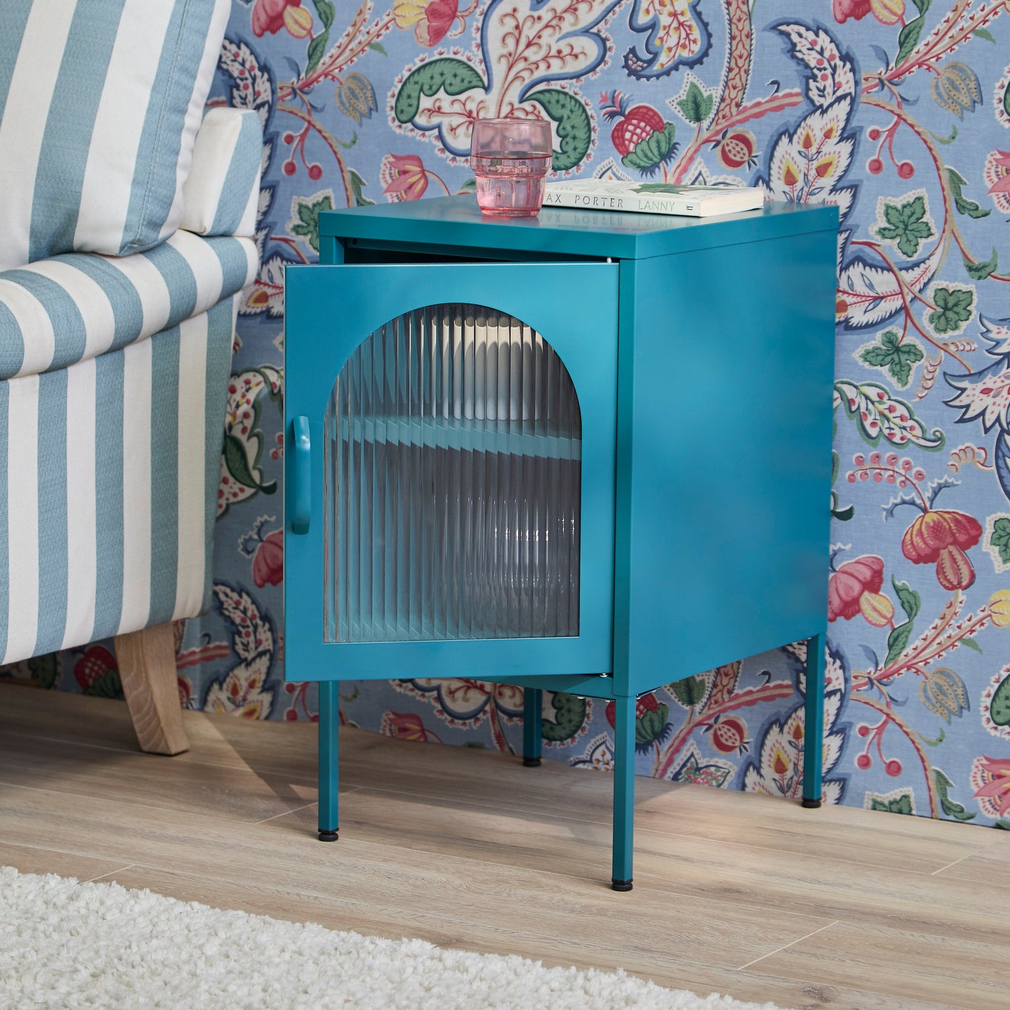 Conan Metal Bedside Table - Lagoon Teal - Laura James