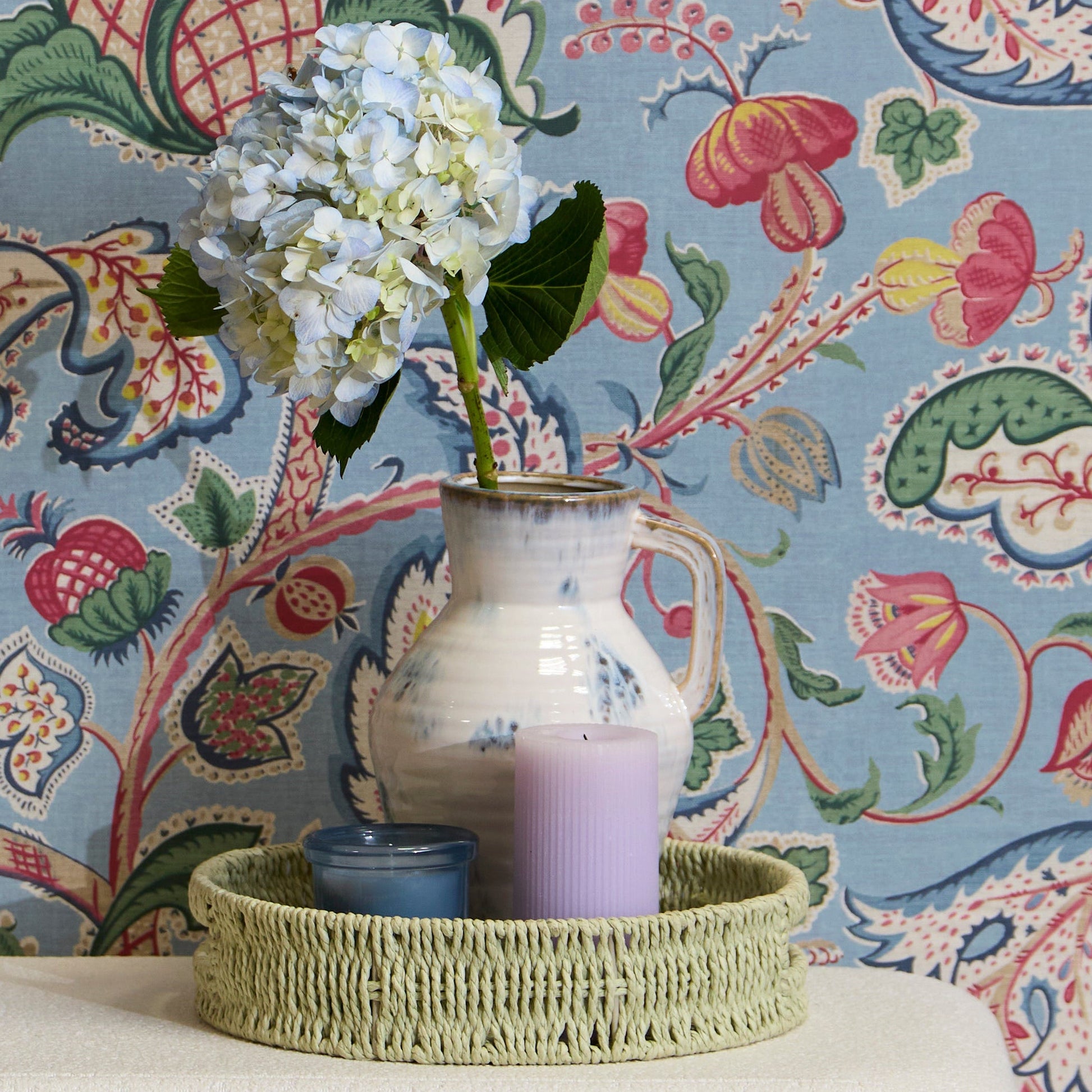Sintra Ceramic 24.5cm Vase with Handle - Cornflower Reactive Glaze - Laura James