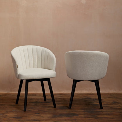 Arabella Boucle  Dining Chairs - Set of 2 - Black Oak Legs - Laura James 