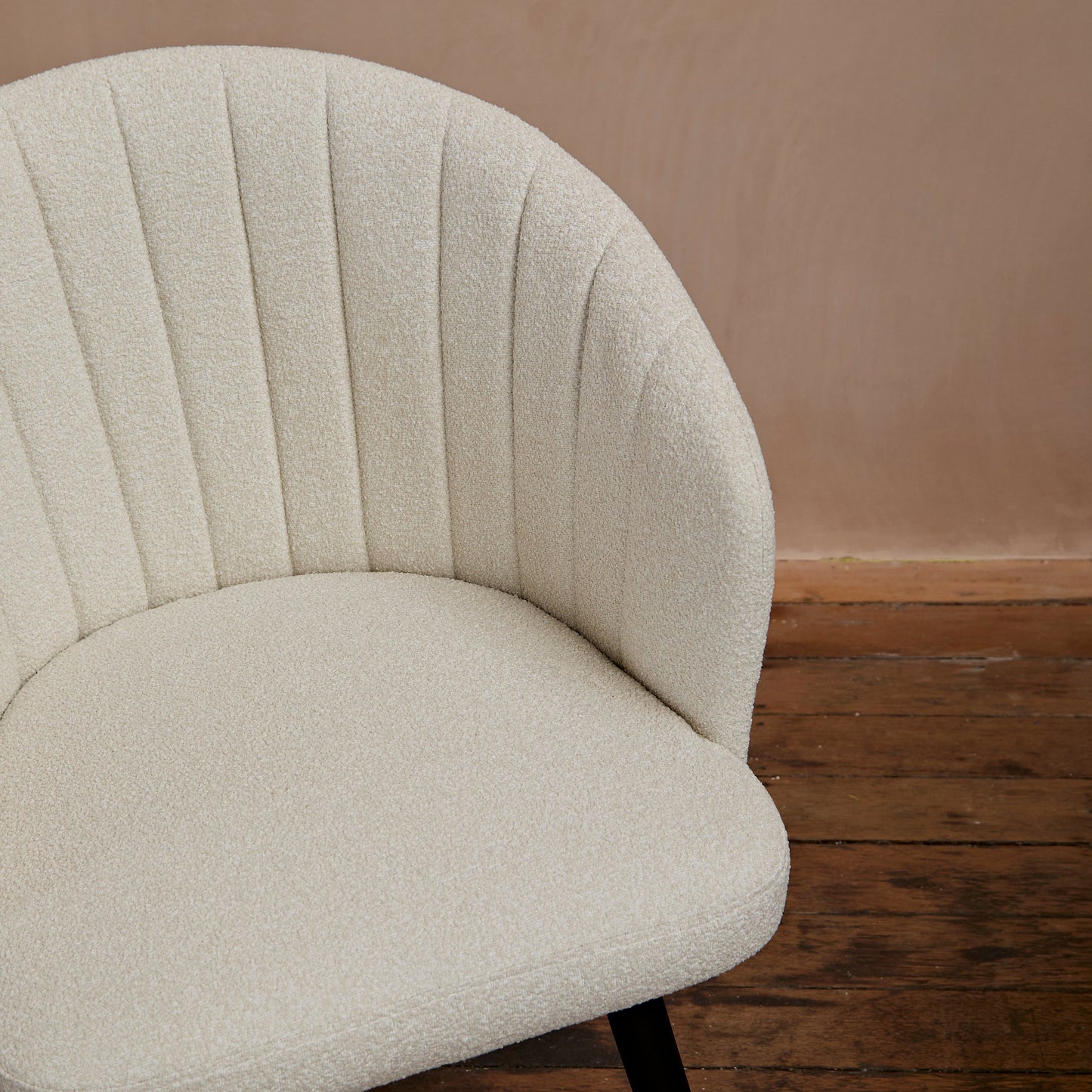 Arabella Light Beige Boucle Dining Chairs - Set of 2 - Black Oak Legs - Laura James 