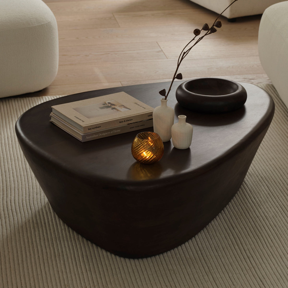 Alder 107cm Coffee Brown Mango Wood Freeform Coffee Table - Laura James 
