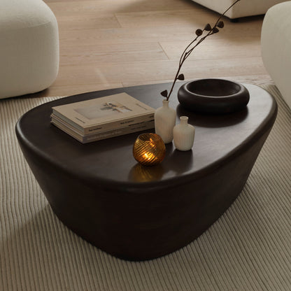 Alder 107cm Coffee Brown Mango Wood Freeform Coffee Table - Laura James 