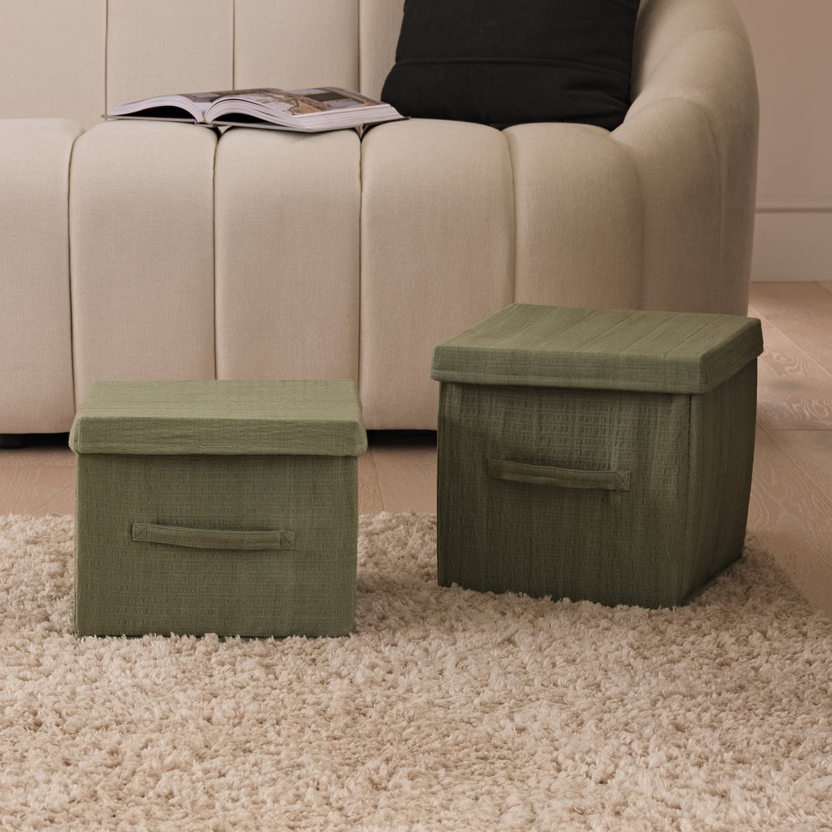 Cara 24cm Basket - Olive Green Geometric - Laura James 