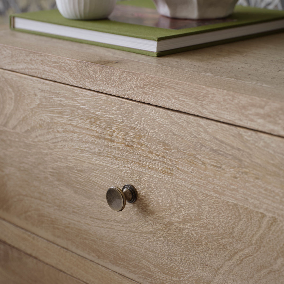 Colton 120cm 4 Drawer Chest of Drawers - Chalked Mango Wood & Travertine - Laura James 
