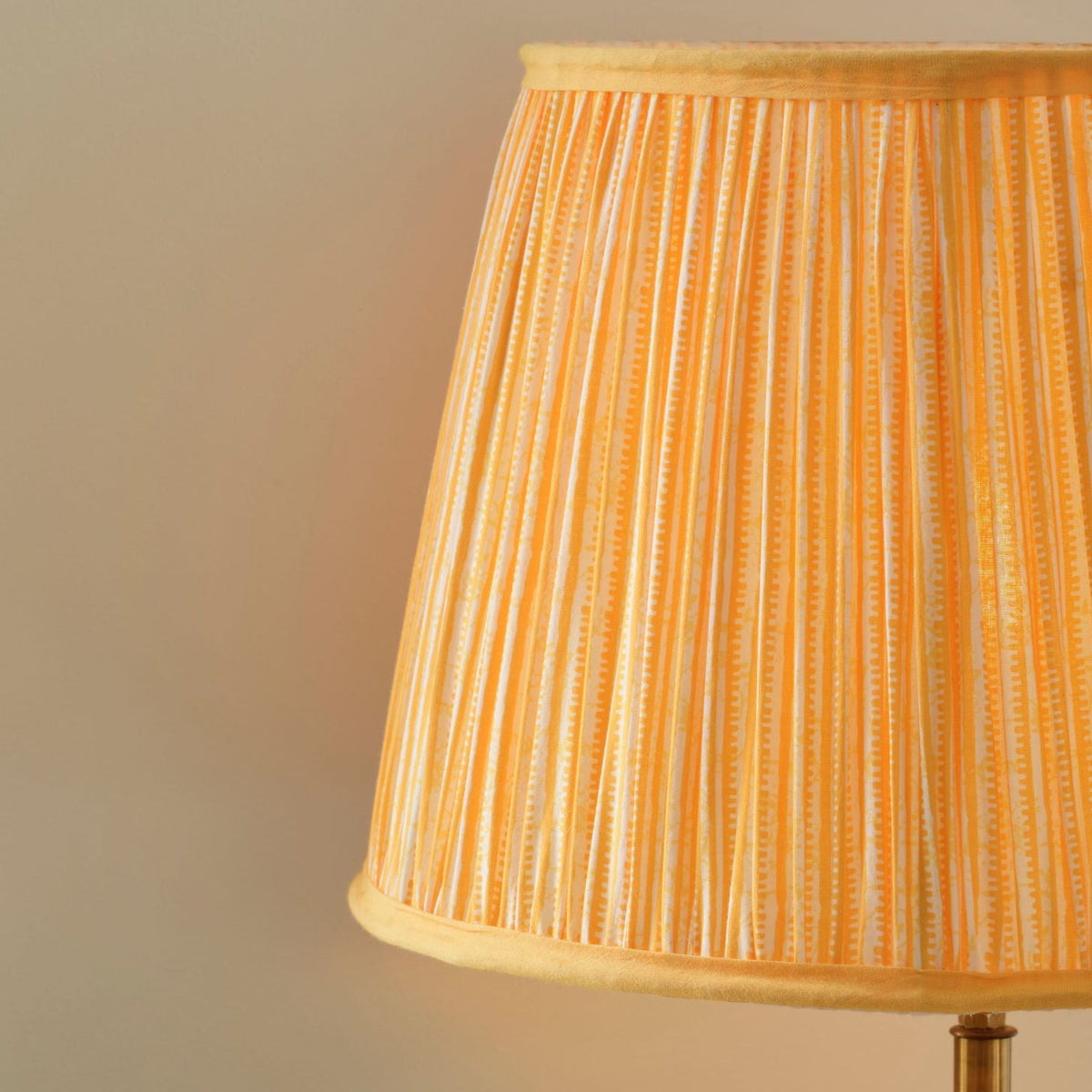 Nimana 40cm Gathered Lamp Shade - Amber Yellow Stripe - Laura James 