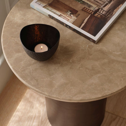 Sorrell Lady Grey Marble & Coffee Brown Mango Wood Round Side Table