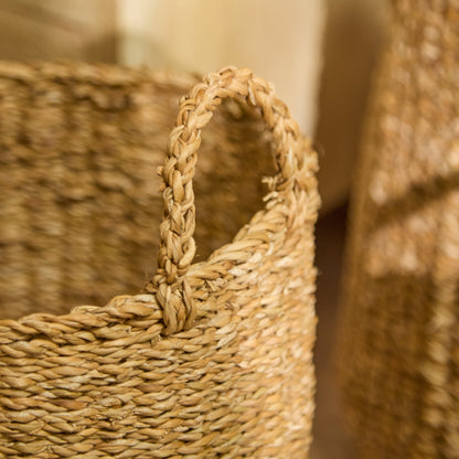 Asika 35cm Round Typha Basket - Natural - Laura James 