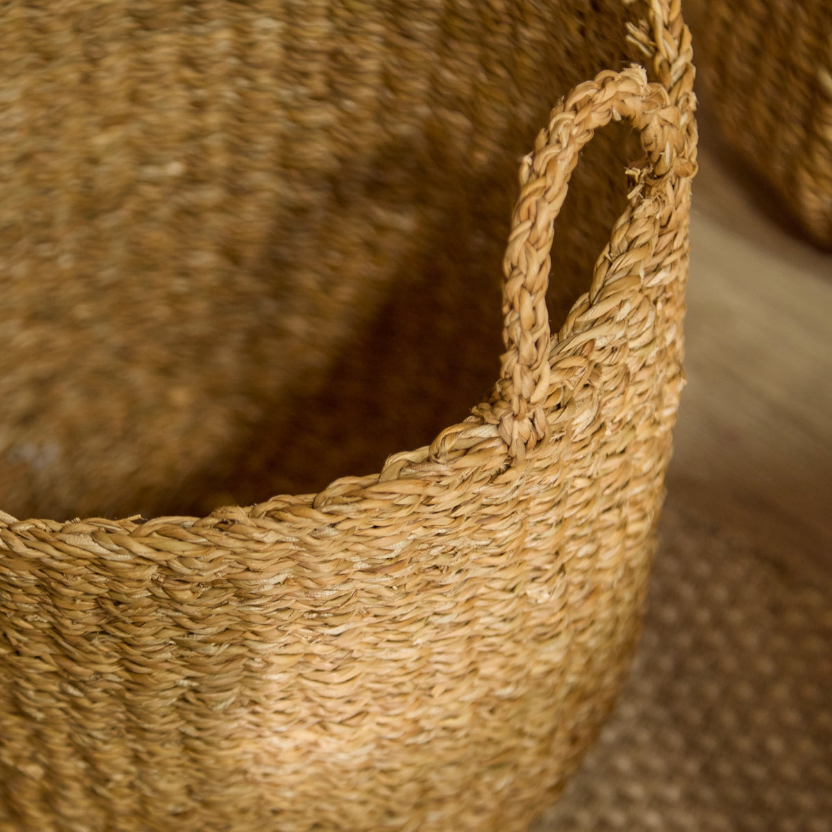 Asika 35cm Round Typha Basket - Natural - Laura James 