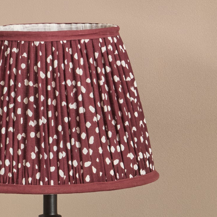 Nimana 25cm Gathered Lamp Shade - Burgundy Spot - Laura James 
