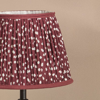Nimana 25cm Gathered Lamp Shade - Burgundy Spot - Laura James 