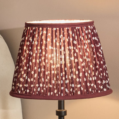 Nimana 30cm Gathered Lamp Shade - Burgundy Spot - Laura James 