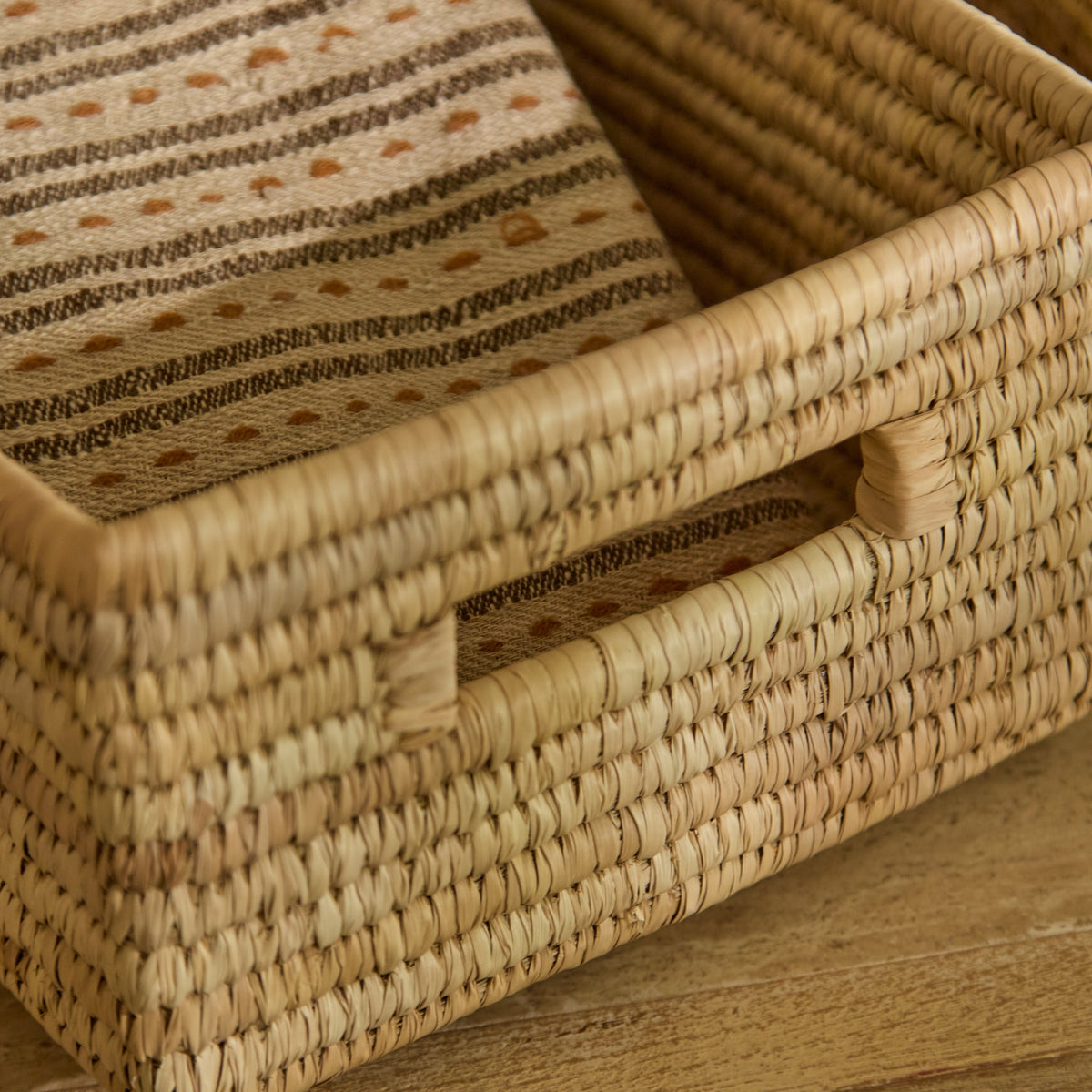 Kasheli 40x35cm Rectangular Basket - Natural Date Leaf - Laura James 