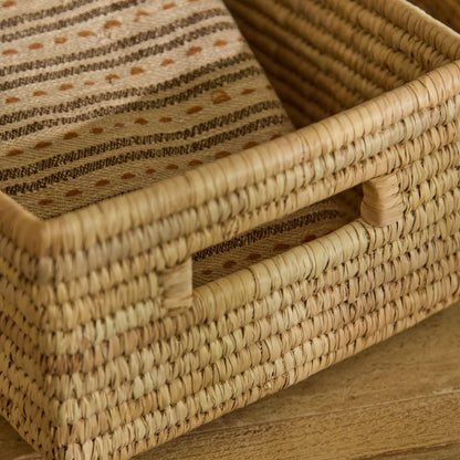 Kasheli 40x35cm Rectangular Basket - Natural Date Leaf - Laura James 