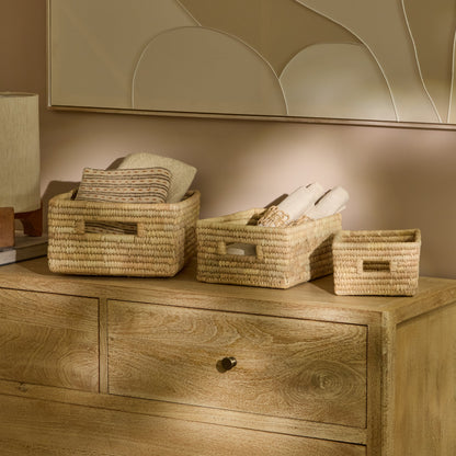Kasheli 40x35cm Rectangular Basket - Natural Date Leaf - Laura James 