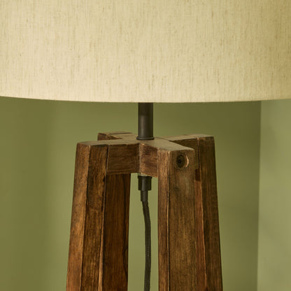 Konduru 150cm Floor Lamp Base - Natural Fabric and Darkened Mango Wood - Laura James 