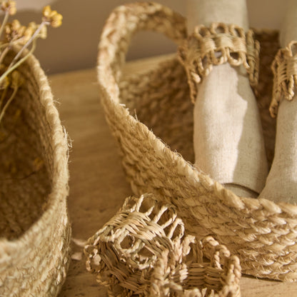 Satara 18x25cm Oval Jute Basket - Whitewash - Laura James 