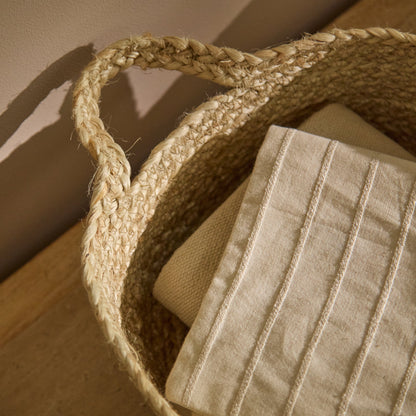 Satara 26x35cm Oval Jute Basket - Whitewash - Laura James 