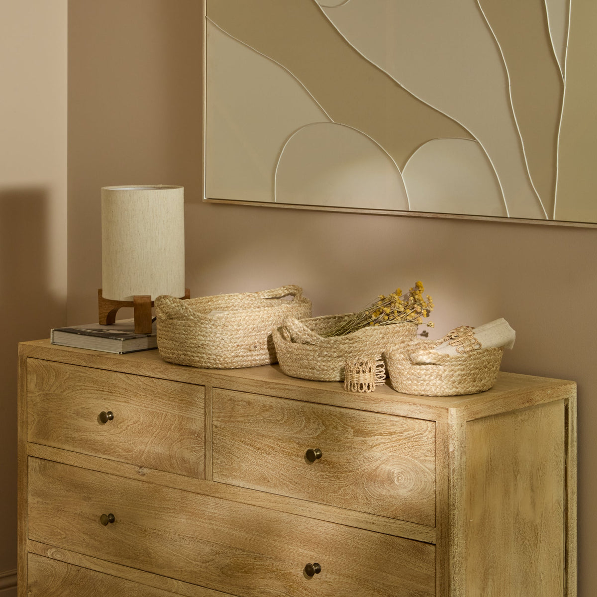 Satara 26x35cm Oval Jute Basket - Whitewash - Laura James 