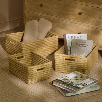 Kalna 40x30cm Rectangular Sea Grass Basket - Natural - Laura James 
