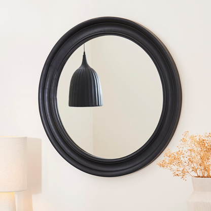 Langton 75cm Wooden Mirror - Black - lAURA james