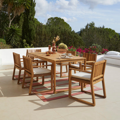 Lennox Wooden Garden Armchairs with Cushions - Set of 2