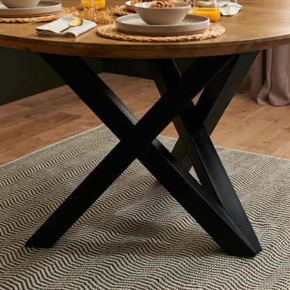 Levi Round Chalked Mango Wood Dining Table with Black Legs - Laura James