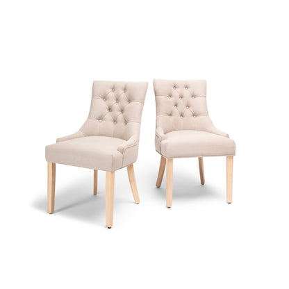 Louis Dining Chairs - Set Of 2 - Soft Beige with Whitewash Legs - Laura James