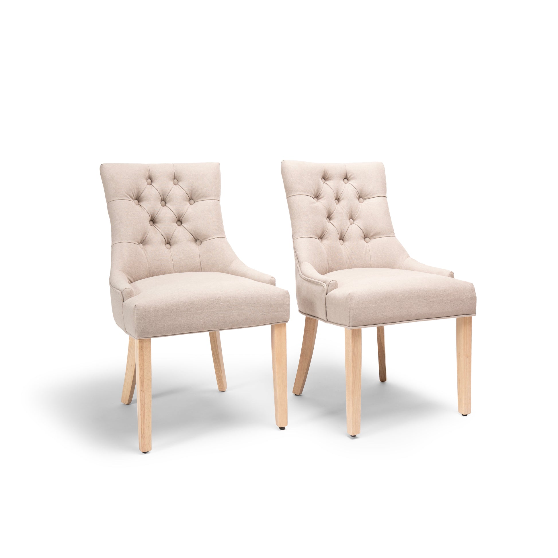 Louis Dining Chairs - Set Of 2 - Soft Beige with Whitewash Legs - Laura James