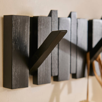 Lowell Black Oak Folding Coat Rack - Laura James