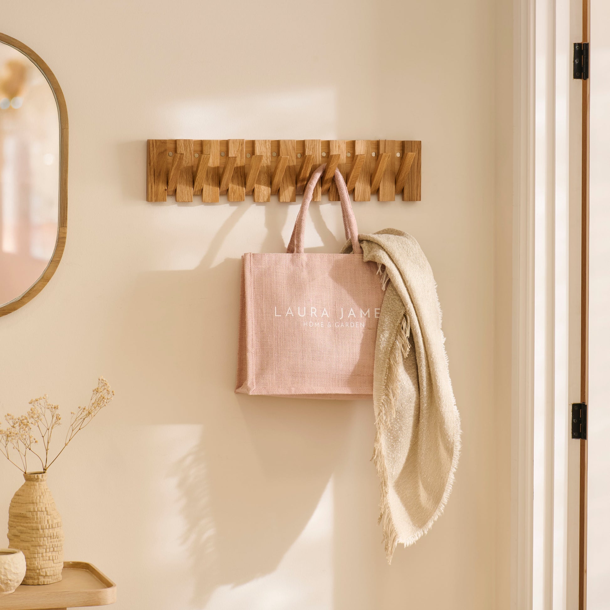 Lowell Pale Oak Folding Coat Rack - Laura James