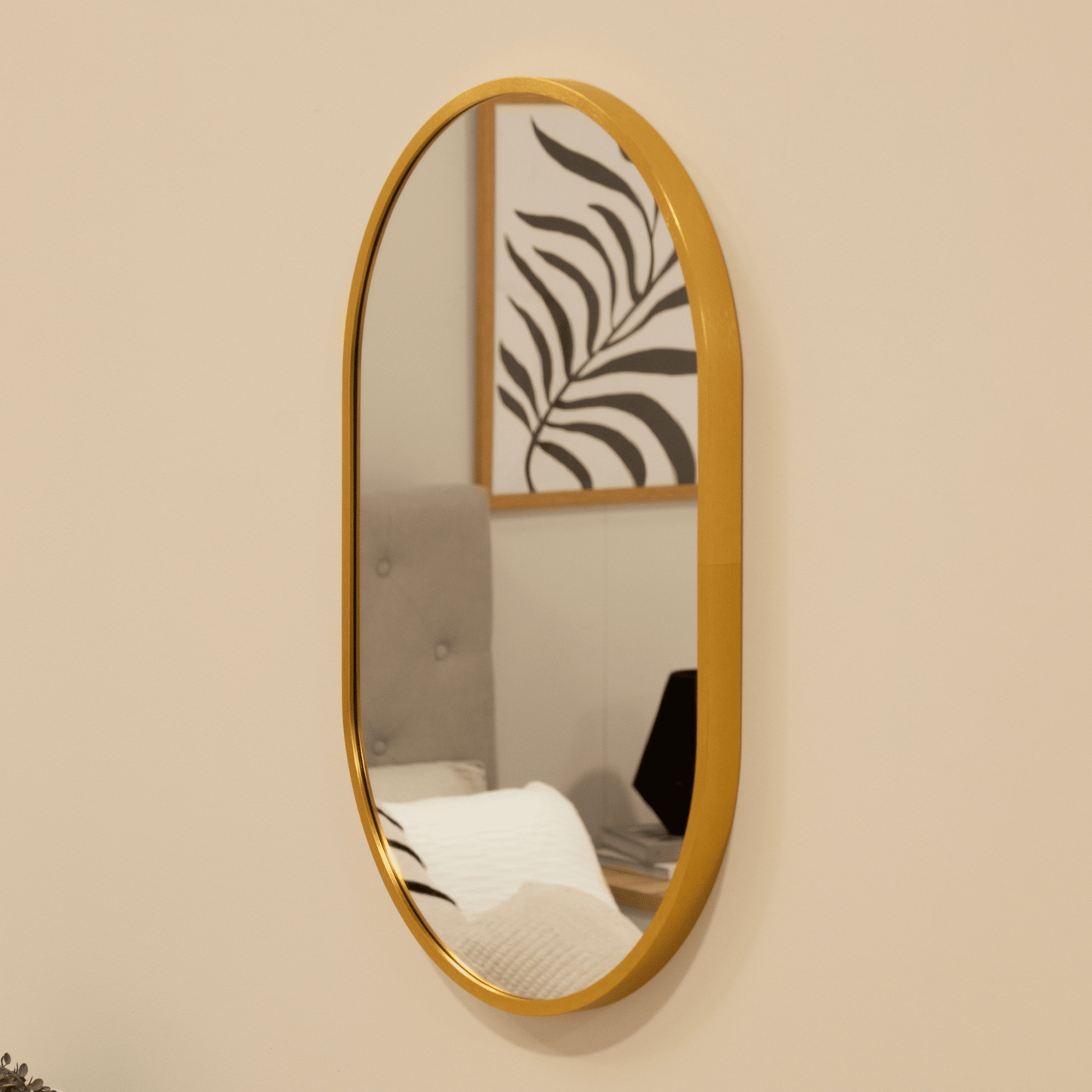 Lowesby 60X40cm Metal Capsule Mirror - Gold - Laura James 