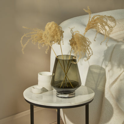 Lugano 22cm Glass Hurricane Vase - Smoke Grey