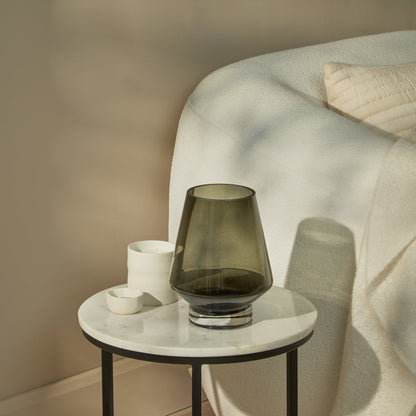 Lugano 22cm Glass Hurricane Vase - Smoke Grey