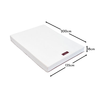 Luna Memory Foam Double Mattress - Burgundy Red Zip - Laura James 