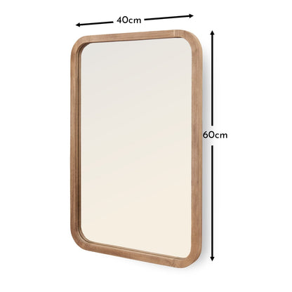 Lyndon 60x40cm Wooden Mirror - Natural - Laura James 