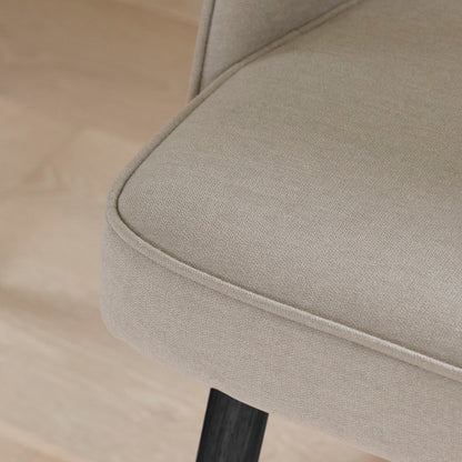 Amelia Black Dining Table Set - 6 Seater - Marilyn Soft Beige Dining Chairs - Black Legs