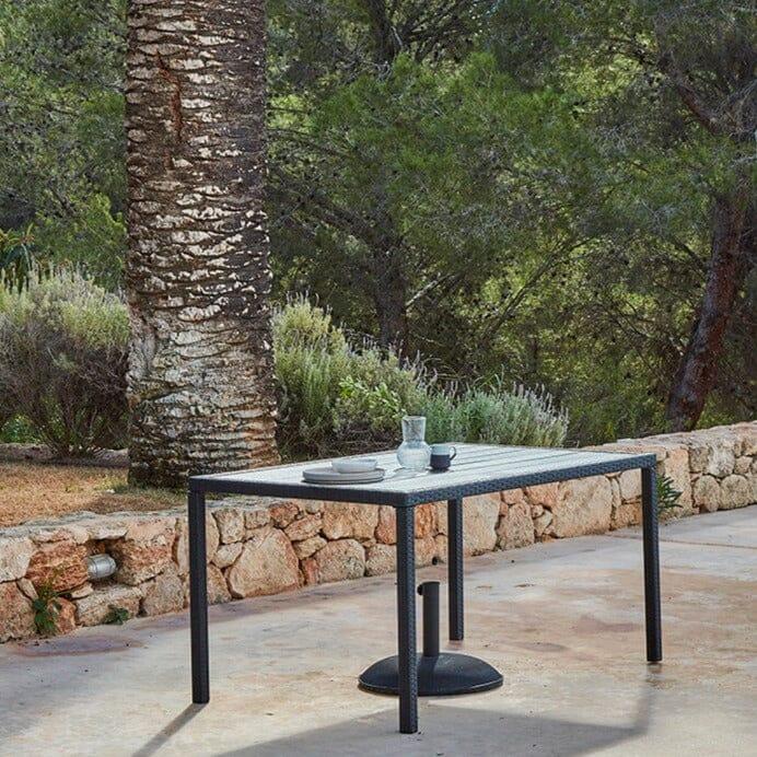 Marston 6 Seater Rattan Outdoor Dining Set - Rattan Garden Furniture - Black - Polywood Top - Laura James