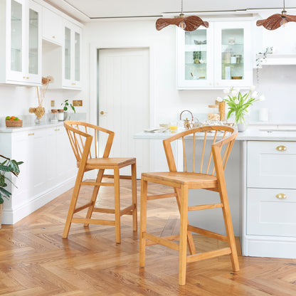 Mabel Classic Oak Bar Stools - Set of 2 - Laura James 