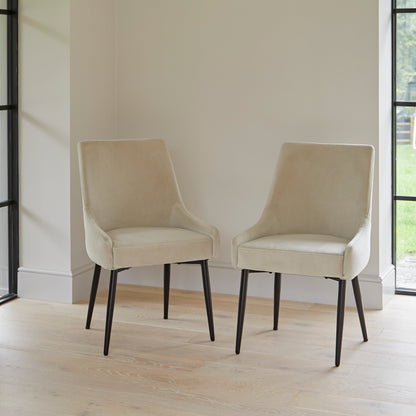 Atlas Chalked Mango Wood Dining Table Set -  6 Seater - Maeve Clay Dining Chairs - Black Oak Legs