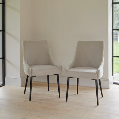 Maeve Soft Beige Dining Chairs - Set of 2 - Black Legs